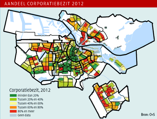 Aandeel corporatiebezit 2012