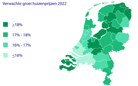 Huizenprijsstijgingen 2021 per provincie - RaboResearch