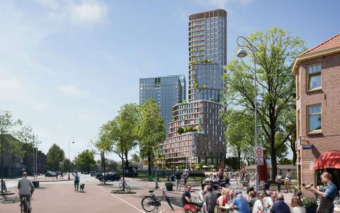 Brink-toren op Overhoeks Amsterdam Noord. Ontwerp: Mecanoo