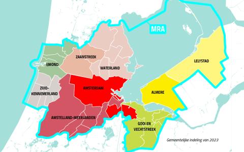 MRA-kaartje met deelregio's