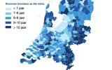 Gemiddelde woonduur per gemeente. Bron: CBS