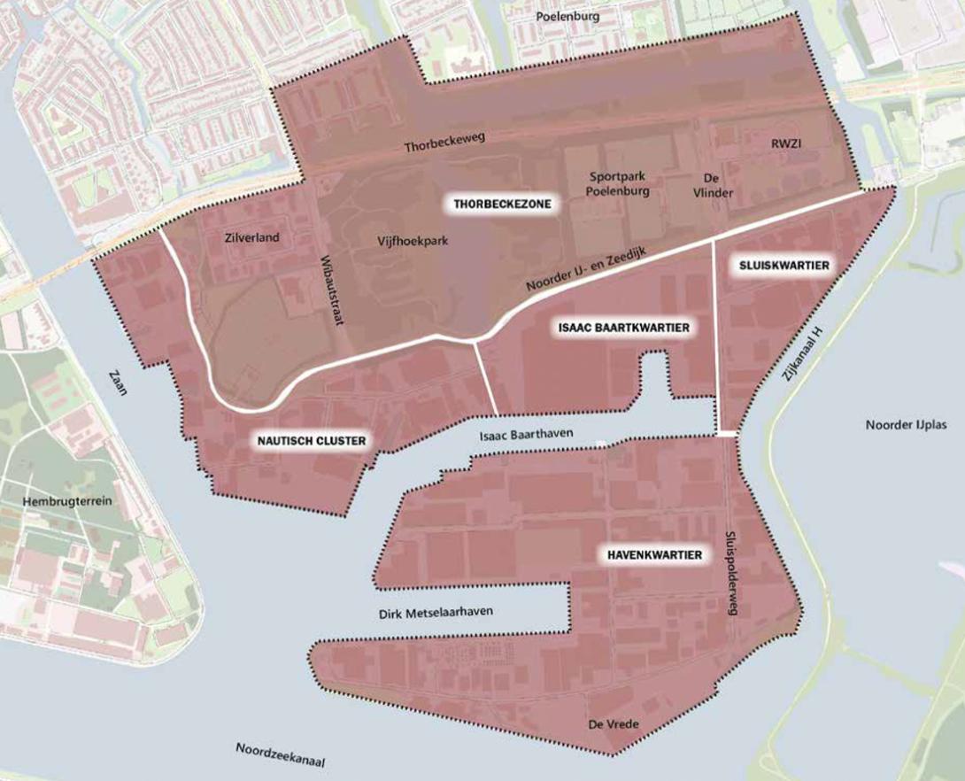 Achtersluispolder - schets indeling zones