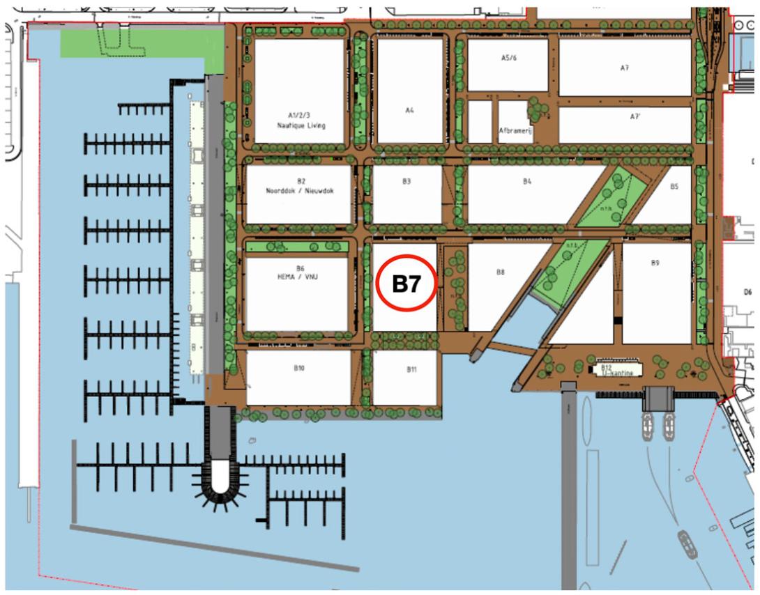 NDSM werf kaartje B-kavels met B7