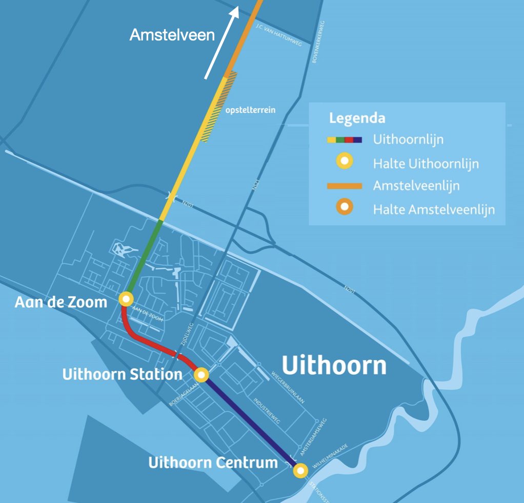 Route sneltramlijn van Amstelveen Westwijk